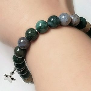 Varied Stone Stretch Bracelet with Star Charm